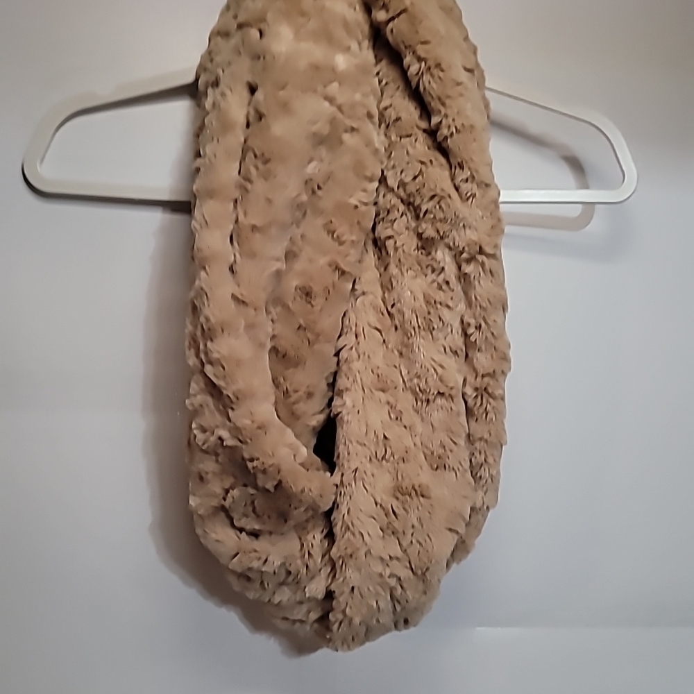 Elegant Faux Fur Infinity Scarf in Tan